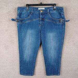 Baby Phat Jeans Blue Capri Silver Label Buckle Mid Rise Denim Stretch